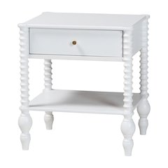 Nightstand - 1-Drawer Bedside Table with Open Shelf Storage, White