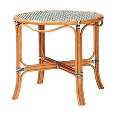 Mattie Natural Rattan Round Bistro Dining Table, Green