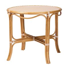 Mattie Natural Rattan Round Bistro Dining Table, Beige
