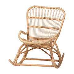 Mahin Natural Rattan Rocking Wicker Accent Rocker with Curved Armrests