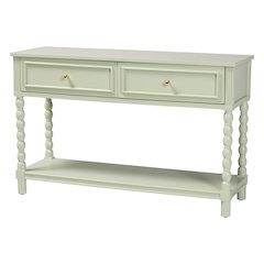 Console Table with Spindle Legs, 2 Drawers, Turned Detailing, Open Shelf Storage