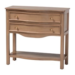 2-Drawer Entryway Table with Open Shelf and Sculpted Apron for Living Room
