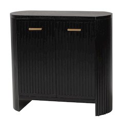 Storage Cabinet - Accent Cabinet with Vertical Slat Panels, Metal Door Pulls