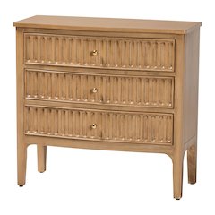 3-Drawer Storage Wood Chest with Textured Drawer Fronts and Round Knobs