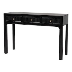 Leah Console Table - 3-Drawer Accent Table with Fluted Wood Detailing