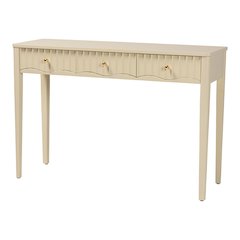 Console Table - 3-Drawer Accent Table with Fluted Wood and Scalloped Framing