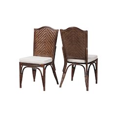 Mahdis Rattan 2-Piece Dining Chair Set with Cushion, Chevron Back