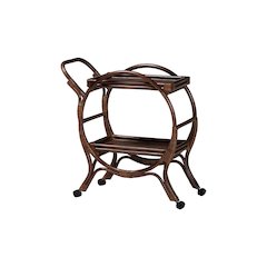 Selah Natural Rattan Kitchen Cart, Handwoven 2-Tier Mobile Serving Cart