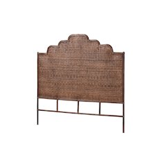 Raphaela Rattan Standalone Headboard with Stepped Detailing, Queen