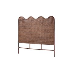 Einya Rattan Standalone Headboard with Wavy Scalloped Top, Queen