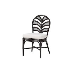 Niven Rattan Dining Chair with Banana Leaf Backrest and Cushion