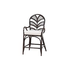 Niven Rattan Counter Stool with Banana Leaf Backrest and Cushion