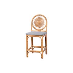 Oberon Rattan Counter Stool with Sunburst Backrest and Cushion