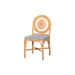 Oberon Rattan Dining Chair with Sunburst Backrest and Cushion