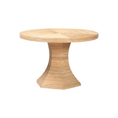 Benito Rattan Dining Table with Hourglass Pedestal Base, Handcrafted