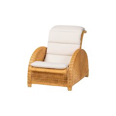 Aries Rattan Chaise Lounge Chair with Rolled Backrest and Cushion