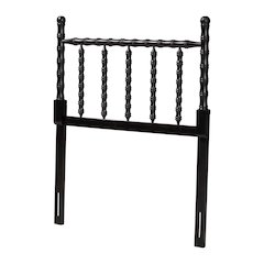Edaline Bamboo Motif Headboard - Turned Spindle Design, Boho, Twin, Black