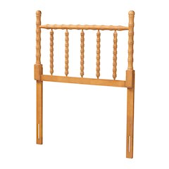 Edaline Bamboo Motif Headboard - Turned Spindle Design, Boho, Twin, Oak Brown
