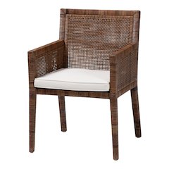 Karis Rattan Dining Chair with Cushion, Antique Coffee