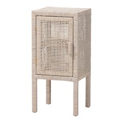Accent Bedside Table with Interior Shelving and Elevated Base, French Grey