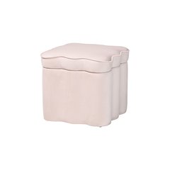 Baxton Studio Paulina Velvet Storage Ottoman, Scalloped, Light Pink