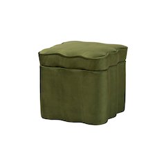 Baxton Studio Paulina Velvet Storage Ottoman, Scalloped, Moss Green