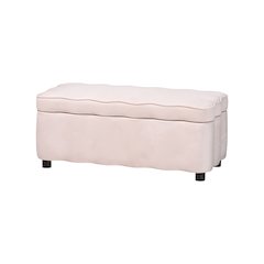 Baxton Studio Paulina Velvet Storage Bench, Scalloped, Light Pink