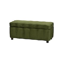 Baxton Studio Paulina Velvet Storage Bench, Scalloped, Moss Green