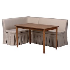 Reuben 3-Pc Upholstered Dining Nook Set - L-Shaped Corner Banquette, Beige