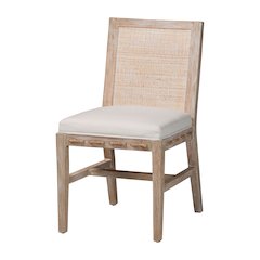 Ashford Whitewash Rattan Dining Chair - Mahogany Frame, Braided Rope Inserts