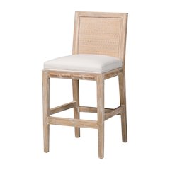 Ashford Whitewash Rattan Counter Stool - Mahogany Frame, Braided Rope Inserts