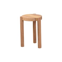 Shadi Acacia Wood Multipurpose Accent Stool with Sculptural Tripod Base