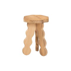Sino Acacia Wood Multipurpose Accent Stool with Wavy Tripod Base