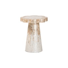 Beile Capiz Shell Pedestal End Table with Scalloped Textured Inlay