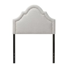 Grayish Beige Fabric Twin Size Headboard with Foam Padding and MDF Frame