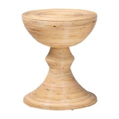 Brookwood Natural Rattan End Table - Wicker Accent Table with Pedestal Base