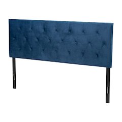 Navy Blue Velvet Upholstered Headboard with Diamond Tufting and Foam Padding