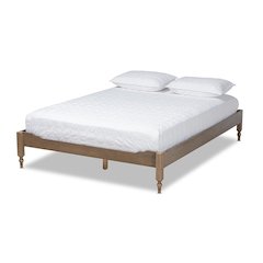 Bohemian Weathered Grey Oak Finished Wood Full Size Platform Bed Frame