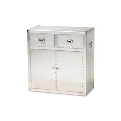 Baxton Studio Serge French Industrial Silver Metal 2-Door Accent Storage Cabinet