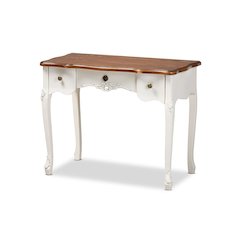 Brown Finished Small 3-Drawer Wood Console Table