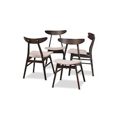 Dark Oak Brown Finished 4-Piece Wood Dining Chair Set Set