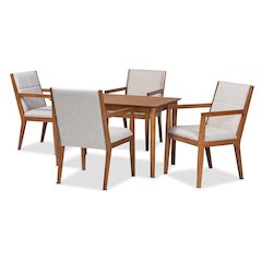 Walnut Brown Finished Wood 5-Piece Dining Set
