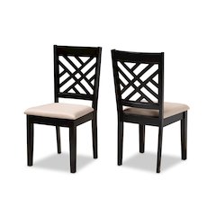 Fabric Upholstered Espresso Brown Finished Wood 2-Piece Dining Chair Set Set