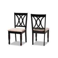 Fabric Upholstered Espresso Brown Finished Wood 2-Piece Dining Chair Set Set
