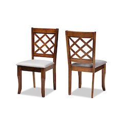 Grey Fabric Upholstered Walnut Finished Wood 2-Piece Dining Chair Set