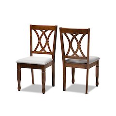 Walnut Brown Finished Wood 2-Piece Dining Chair Set Set