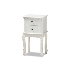 Sophia Classic and Traditional French White Finished Wood 2-Drawer End Table