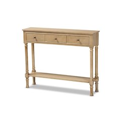 Farmhouse Oak Brown Finished Wood 3-Drawer Entryway Console Table