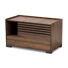 Claire Modern and Contemporary Walnut Brown Finished Cat Litter Box Cover House