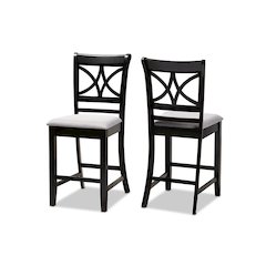 Espresso Brown Finished Wood 2-Piece Counter Height Pub Chair Set